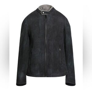 Blue Shearling Leather Coat